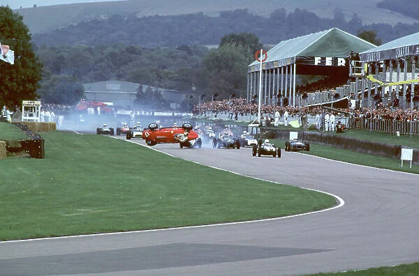 2000 Goodwood Motor Circuit Revival. Goodwood, England. 15th - 17th September 2000. Nigel Corner is catapulted out of his Ferrari Dino at the start of the race, action. World Copyright: Jeff Bloxham  /  LAT Photographic. Ref: FoS04