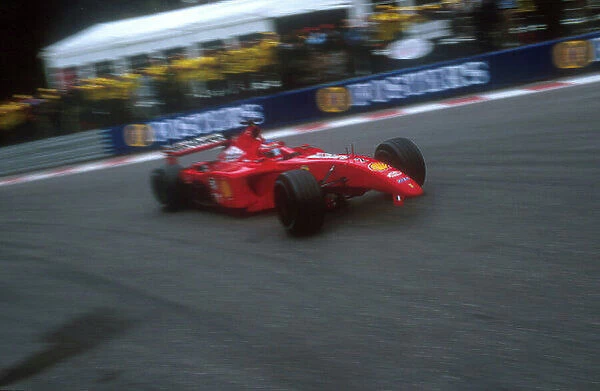 2001 Belgian Grand Prix. Spa-Francorchamps, Belgium. 31 / 8-2 / 9 2001. Rubens Barrichello (Ferrari F2001) lost his front wing after hitting some cones at the bus stop chicane