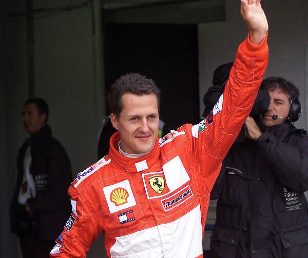 2001 British Grand Prix - Qualifying Silverstone, England. 14th July 2001. Michael Schumacher, Ferrari F2001, securtes pole position. World Copyright: Steve Etherington / LAT Photographic ref: 16mb Digital Image