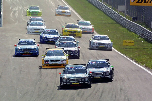 2001 DTM Championship Zandvoort, Holland. 22nd - 23rd September 2001. Eventual race winner Uwe Alzen (Warsteiner AMG Mercedes) leads team mate Marcel Fassler