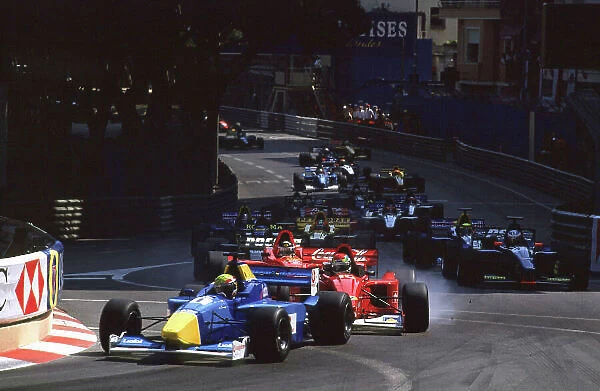 2001 F3000 Championship Monte Carlo, Monaco. 26th May 2001 Mark Webber (Super Nova Racing) leads Justin Wilson (Coca-Cola Nordic Racing) and Darren Manning (Arden Team Russia) at the start of the race. World Copyright
