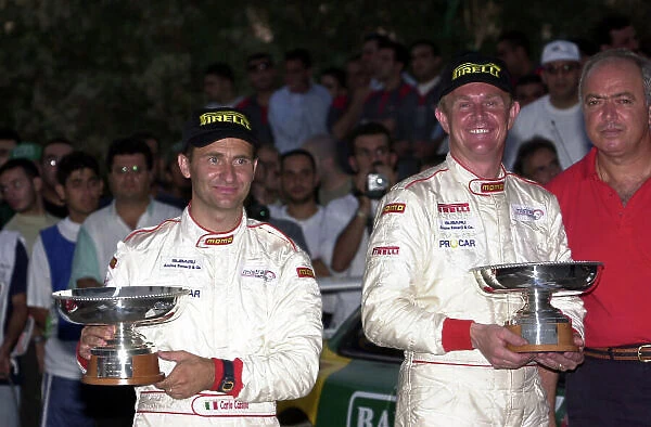 2001 FIA Middle East Rally Championship. Marlboro Rally of Lebanon, Beirut, June 29 - July 1, 2001. Pierro Liatti and Carlo Cassina receive their trophies. Photo: Ralph Hardwick