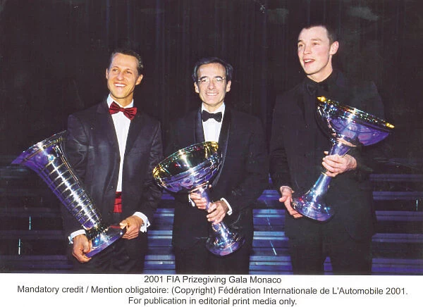2001 FIA Prizegiving Gala Monaco Michael Schumacher, Richard Burns Mandatory credit  /  Mention obligatoire: Copyright Federation Internationale de L Automobile 2001. For publication in editorial print media only