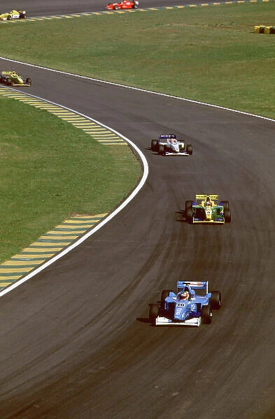 2001 Formula 3000 Championship Interlagos, Brazil. 31st March 2001. Mark Webber (Super Nova Racing) leads Antonio Pizzonia (Petrobas Junior) - race action. World Copyright: Lorenzo Bellanca / LAT Photographic ref: 35mm Image A06