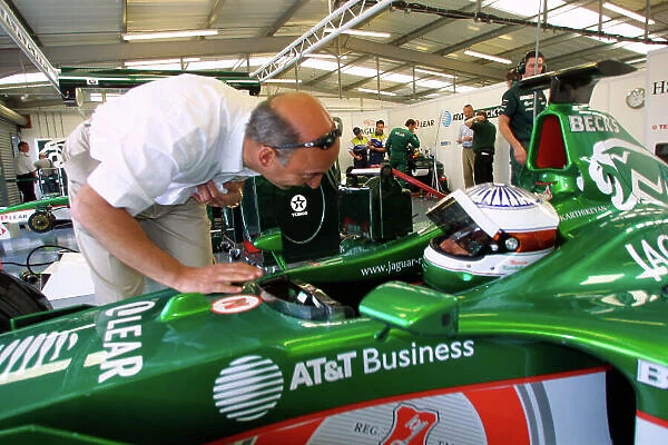2001 Formula One Testing Silverstone, England. 14th June 2001. Narain Karthikeyan becomes the first ever Indian driver to test a Formula One ca, at the controls of the Jaguar R2. World Copyright: Malcolm Griffiths / LAT Photographic ref