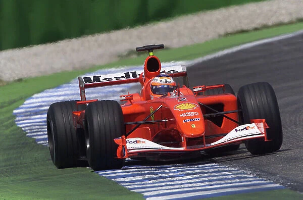 2001 German Grand Prix - Practice Hockenheim, Germany. 27th July 2001. Rubens Barrichello, Ferrari F2001, action. World Copyright: Steve Etherington / LAT Photographic. ref: 16mb Digital Image