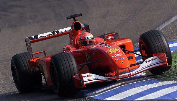 2001 German Grand Prix - Saturday Qualifying Hockenheim, Germany. 28th July 2001. Michael Schumacher, Ferrari F2001, action. World Copyright: Steve Etherington / LAT Photographic. ref: 17.5 mb Digital Image