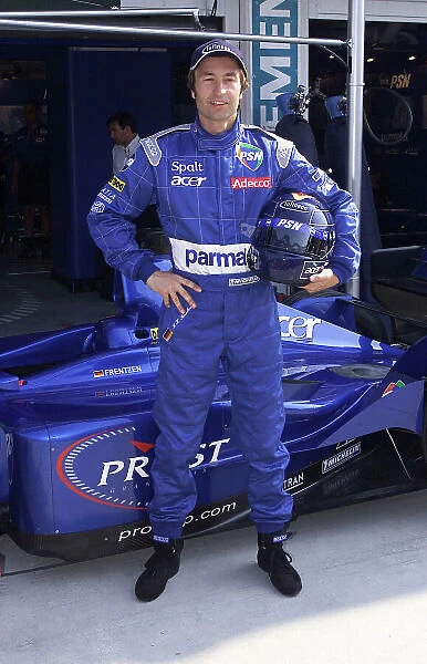 2001 Hungarian Grand Prix Hungaroring, Hungary. 17th August 2001. Heinz Harald Frentzen, Prost Acer AP04, prepares for his first race for the team. Portrait. World Copyright: Steve Etherington / LAT Photographic. ref: 17.5mb Digital Image Only