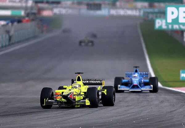 2001 Malaysian Grand Prix- Race. Sepang, Kuala Lumpur, Malaysia. 16th - 18th March 2001. Heinz-Harald Frentzen, Jordan Honda leads Giancarlo Fisichella