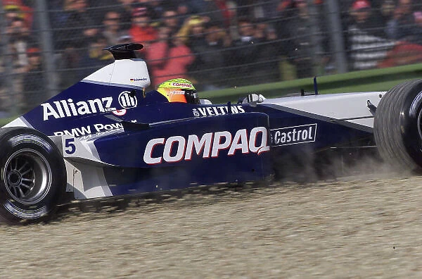 2001 San Marino Grand Prix - Race Imola, Italy. 15th April 2001. Ralf Schumacher, BMW Williams - runs wide into a gravel trap - action. World Copyright: Steve Etherington / LAT Photographic ref: 17.5 mb digital image