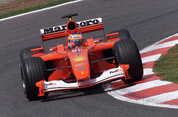 2001 Spanish Grand Prix Barcelona, Spain. 27th April 2001. Rubens Barrichello, Ferrari F2001 - action. World Copyright: Steve Etherington / LAT Photographic ref: 18 mb Digital Image