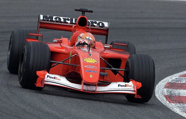 2001 Spanish Grand Prix - Race. Barcelona, Spain. 29th April 2001. Race winner Michael Schumacher, Ferrari F2001, action. World Copyright: Steve Etherington / LAT Photographic ref: 18 mb Digital Image
