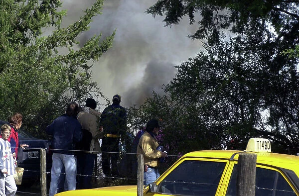 2001 World Rally Championship. Argentina May 3rd-6th, 2001 Fire broke out in a carpark adjacent to stage 11. Photo: Ralph Hardwick / LAT