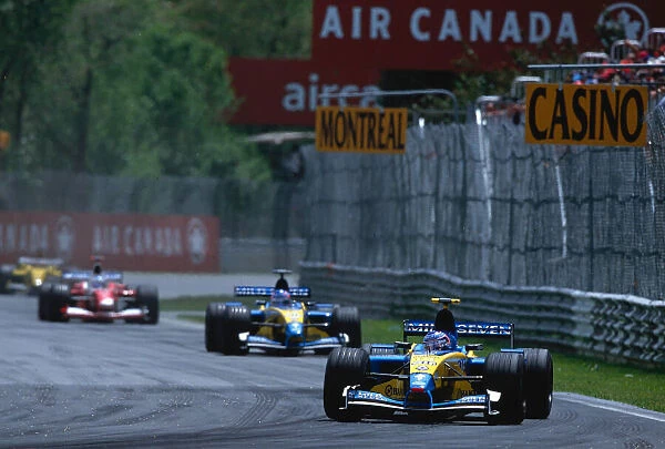 2002 Canadian Grand Prix - Priority Jarno Trulli, Renault R202, leads Jenson Button
