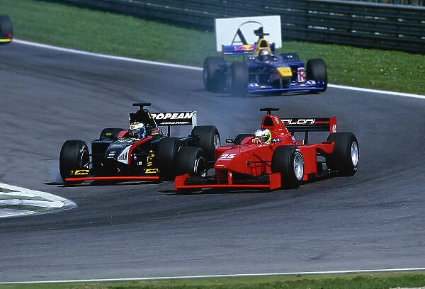 2002 F3000 Championship A1-Ring, Austria. 11th May 2002. Giorgio Pantano (Coloni F3000), battles with David Saelens (European Minardi F3000). World Copyright: Clive Rose / LAT Photographic ref: 35mm Image A18