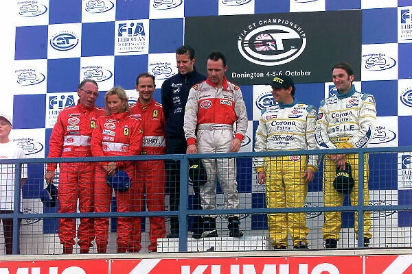 2002 FIA GT Championship Donington Park, England. 5th - 6th October 2002. Race podiumMike Hezemans / Anthony Kumpen (Chrysler Viper GTS-R) 1st, Enzo Calderari / Lilian Bryner / Jean Marc Gounon (Ferrari 550 Maranello)