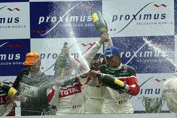 2002 FIA GT Championship Proximus 24 Hours of Spa. Spa Francorchamps, Belgium. 3rd - 4th August 2002. Podium celebrations for the winning Labre Competition Chrysler Viper GTS-R team of Vincent Vosse, Christophe Bouchut