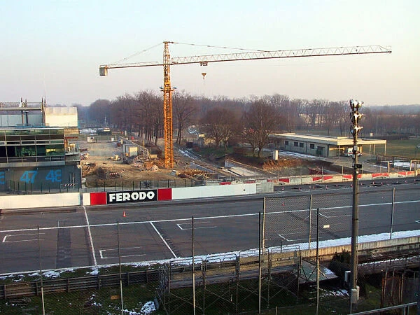 2002 Formula One Monza, Italy. January 2002. Work takes place on a new Monza pit