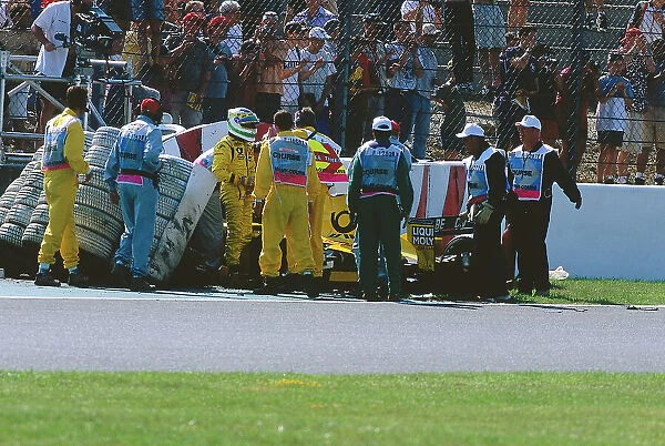 2002 French Grand Prix. Magny-Cours, France. 19-21 April 2002. Giancarlo Fisichella (Jordan Honda) after his huge accident in Saturday free practise. Due to this he did not take part in the race. Ref-02 FRA 15. World Copyright - LAT Photographic