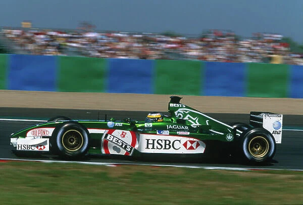2002 French Grand Prix. Magny-Cours, France. 19-21 July 2002. Pedro de la Rosa (Jaguar R3B). Ref-02 FRA 49. World Copyright - Charles Coates / LAT Photographic