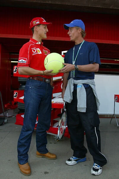 2002 Spanish Grand Prix - Preview Michael Schumacher and Australian tennis ace Leyton