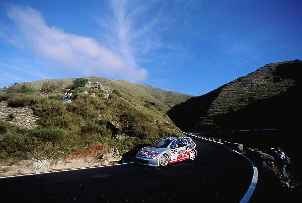 2002 World Rally Championship San Remo Rally, Italy. 19-22 September 2002. Gilles Panizzi / Herve Panizzi (Peugeot 206 WRC) 1st position. Ref-02 WRC 20. World Copyright - McKlein / LAT Photographic