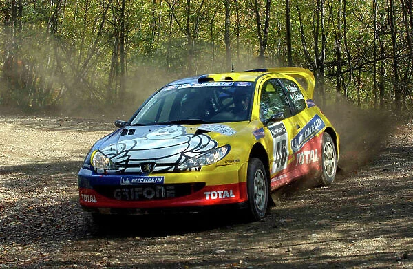 2002 World Rally Championship - Testing Pornasso, Italy. 24th Octoner 2002. World motorbike champion Vaentino Rossi, tests the Peugeot 206 WRC, he is to drive in next months Rally of Great Britain. World Copyright: Photo4 / LAT Photographic ref