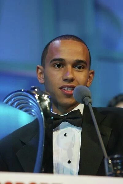 2003 AUTOSPORT AWARDS, The Grosvenor, London. 7th December 2003. Lewis Hamilton, winner of the Club Driver award. Photo: Peter Spinney / LAT Photographic Ref: Digital Image only