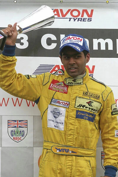 2003 British Formula 3 Championship. Croft 4th May. Karun Chandhok podium. World Copyright - Terry / Ebrey / LAT Photographic