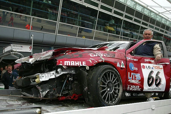 2003 European Touring Car Championship Monza, Italy. 18th - 19th October 2003. The wreckage of Giancarlo Fisichella's Alfa Romeo 156 Gta. World Copyright: Photo4 / LAT Photographic ref: Digital Image Only