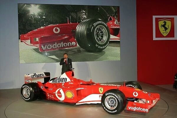 2003 F2003GA Ferrari launch, 7th February 2003. Jean Todt with the F2003 GA. World Copyright LAT