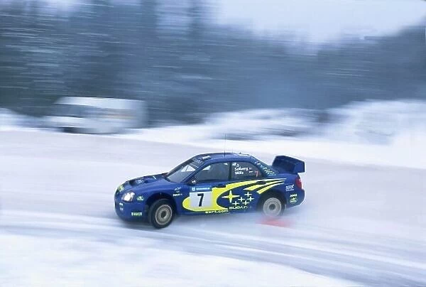 2003 FIA World Rally Championship. Karlstad, Sweden. Rd2. 6th-9th February 2003. Petter Solberg / Philip Mills (Subaru Impreza WRC 2003) 6th position. World Copyright: LAT Photographic ref: 50mb 35mm Image A12