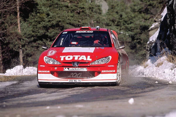 2003 FIA World Rally Championship. Rd1. Monte Carlo, Monaco. 23rd-26th January 2003. Marcus Gronholm / Timo Rautianen (Peugeot 206 WRC), action. World Copyright: McKlein / LAT ref: 35mm Image A19