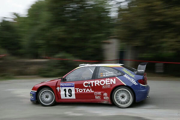 2003 FIA World Rally Champs. Round Twelve Corsica Rally 16th-19th October 2003. Carlos Sainz, Citroen, action