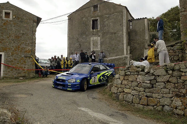 2003 FIA World Rally Champs. Round Twelve Corsica Rally 16th-19th October 2003. Petter Solberg, Subaru, action