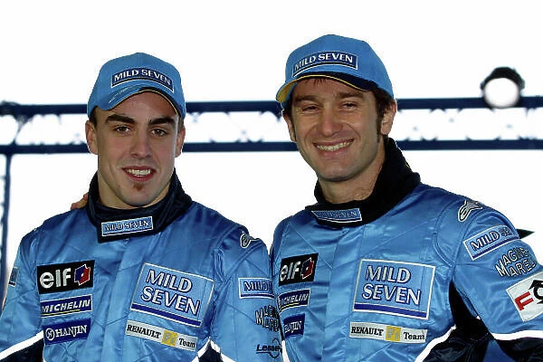 2003 RenaultF1 Launch Lucerne Culture and Covention Centre, Switzerland. 20th Janauary 2003. Fernando Alonso and Jarno Trulli, portrait. World Copyright: Renault F1 Photo: Lawrence / LAT Photographic ref: digital file only