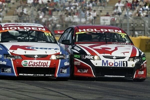 2004 Australian V8 Supercar Championship Clipsal 500, Adelaide, Australia. 21st March 2004. Holden drivers Murphy (L) and Skaife fight it out during race 1. World Copyright: Mark Horsburgh / LAT Photographic ref: Digital Image Only