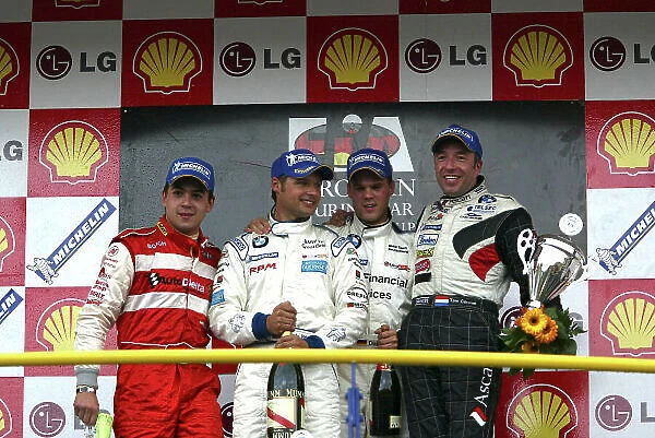 2004 European Touring Car Championship Oschersleben, Germany. 18th 19th September 2004. Race 1 podium - Andy Priaulx (BMW Team Great Britain BMW 320i) 1st