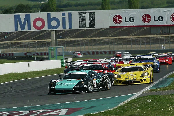 2004 FIA GT Championship Magny-Cours, France. 1st - 2nd May 2004. Race winner Michael Bartels / Uwe Alzen (Saleen S7), leads the field. World Copyright: Photo4 / LAT Photographic ref: Digital Image Only