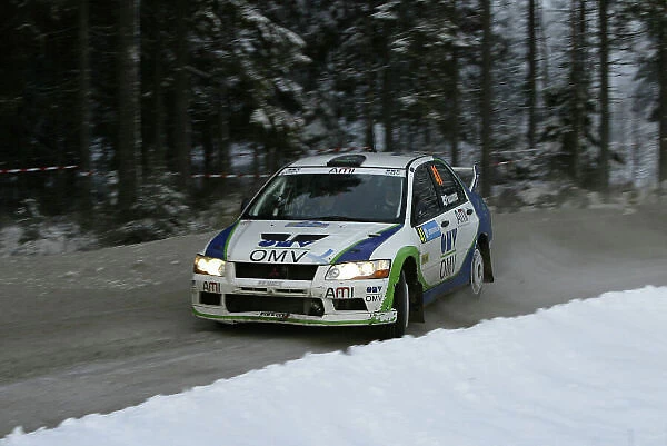 2004 FIA World Rally Champs. Round two, Swedish Rally. 5th-8th February 2004. Jarni Paasoen, Mitsubishi, action