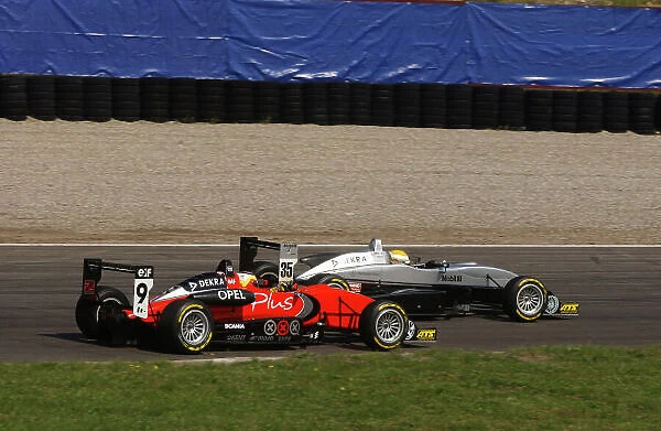 2004 Formula Three Euroseries Zandvoort, Netherlands. 4th - 5th September. Lewis Hamilton (Manor Motorsport) battles with Giedo Van Der Garde (OPEL TEam Signature-Plus), action