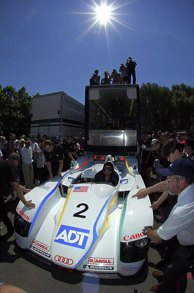 2004 Le Mans 24 Hours Le Mans, France. 8th June 2004 The Audi R8 of JJ Lehto, Marco Werner and Emanuele Pirro, arrives at the track. World Copyright: John Brooks / LAT Photographic ref: Digital Image Only