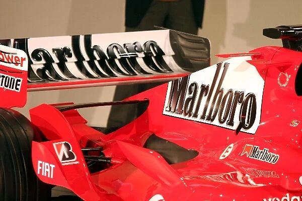 2005 Ferrari Launch: Bodywork and rear wing detail of the new Ferrari F2005