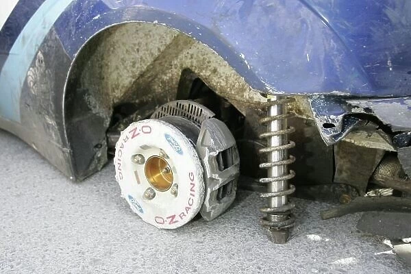 2005 FIA World Rally Champs. Round Six Cyprus Rally 12th - 15th May 2005. Brake damage on a Ford Focus. World Copyright: McKlein / LAT