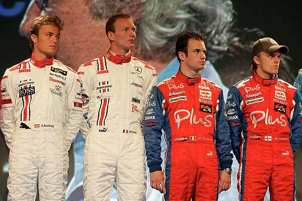 2005 GP2 Series Launch. Nico Rosberg (GER), ART Grand Prix, Alexandre Premat (FRA), ART Grand Prix, Nicolas Lapierre (FRA), Arden International and Heikki Kovalainen (FIN), Arden International portrait Paul Ricard, France. 6th April 2005