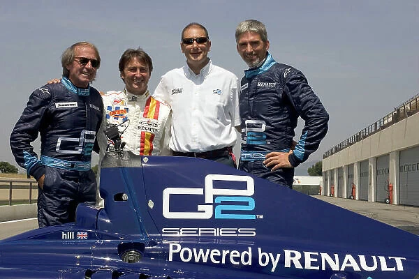 2005 GP2 Series Press Day Paul Ricard, France From left to right; Jacques Laffite, Adrian Campos, Bruno Michel and Damon Hill. portrait 28th June 2005 World copyright: GP2 media service Hi-Res Available on request
