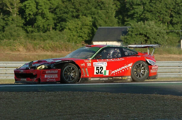 2005 Le Mans 24 Hours Le Mans, France. 17th - 18th June Michele Bartyan (I) / Matteo Malucelli (I) / Toni Seiler (CH) (no 52 Ferrari 550 Maranello, BMS Scuderia Italia) drives slowly back to the pits after an accident. Action