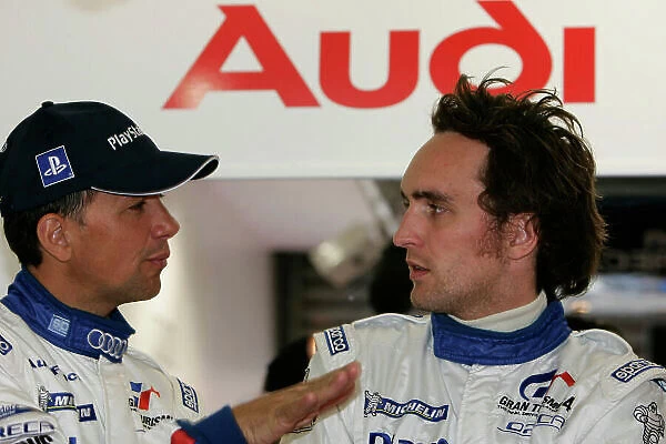2005 Le Mans Test Day. 5th June 2005. Le Mans, France. J.M. Gounon (FRA) and F. Montagny (FRA) Audi Playstation Team Oreca (Audi) Potrait. World Copyright: Peter Spinney / LAT Photographic. Ref: Digitqal Image Only
