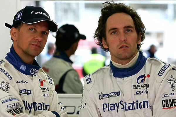 2005 Le Mans Test Day. 5th June 2005. Le Mans, France. J.M. Gounon (FRA) and F. Montagny (FRA) Audi Playstation Team Oreca (Audi) Potrait. World Copyright: Peter Spinney / LAT Photographic. Ref: Digitqal Image Only