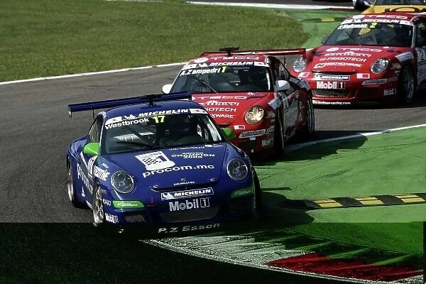 2006 Porsche Supercup Autodromo Nazionale Monza, Italy. 7th - 10th September 2006. Richard Westbrook, 2nd position, leads Alessandro Zampedri, retired and Patrick Huisman, 3rd position